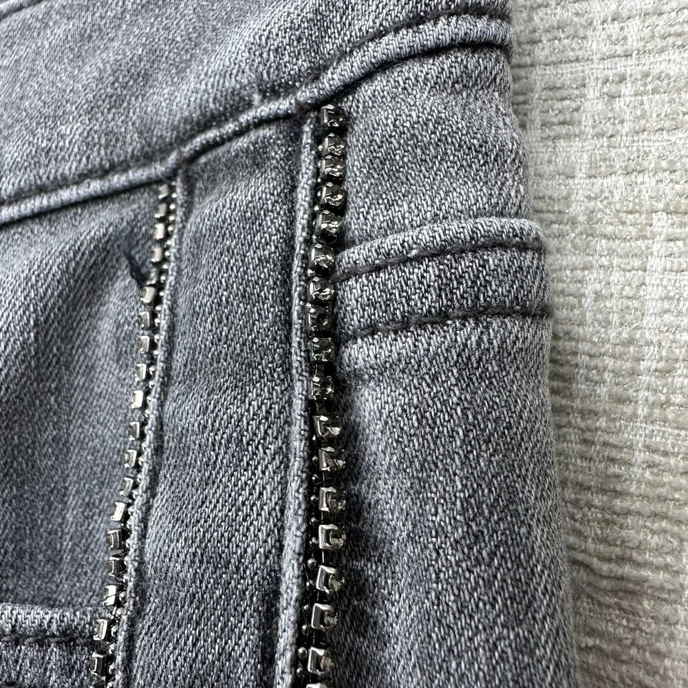 White House Black Market Jeans Womens 4 Gray‎ High Rise Straight Studded Trim